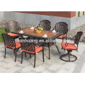 Patio outdoor furniture cast aluminum chairs and table 7pcs garden metal dining sets